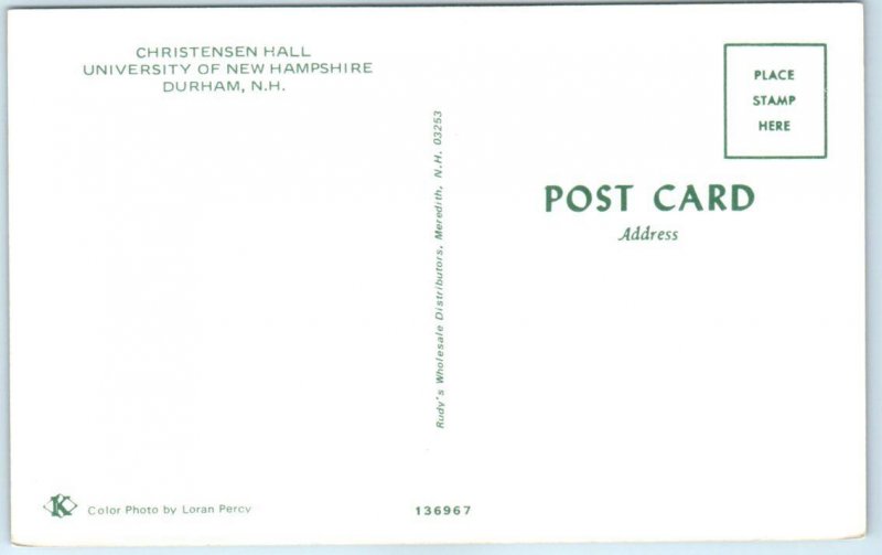 Postcard - Christensen Hall, University Of New Hampshire - Durham, New Hampshire
