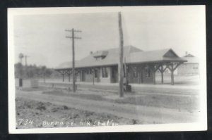 RPPC BURRIDGE KANSAS RAILROAD DEPOT TRAIN STATION REAL PHOTO POSTCARD