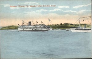 New London Connecticut CT Steamer Chester W Chapin c1910 Vintage Postcard