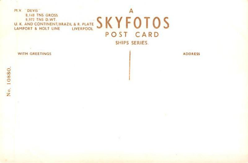 MV Devis Lamport & Holt Line Ship 