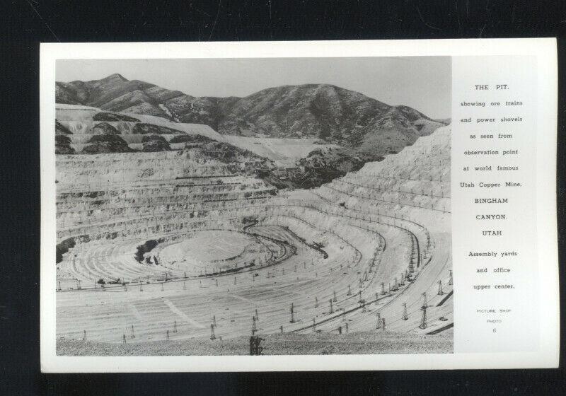 RPPC BINGHAM UTAH POWER SHOVELS BIRDSEYE VIEW MINING REAL PHOTO POSTCARD