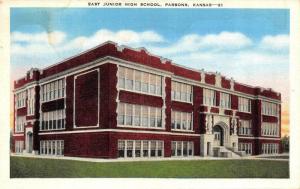 PARSONS, KS Kansas  EAST JUNIOR HIGH SCHOOL Labette Co  c1940's Linen Postcard