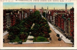 Vtg Boston Massachusetts MA Commonwealth Avenue Looking East 1920s Postcard