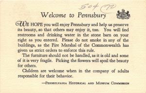 Falls Township-Bucks Co Pennsylvania~Pennsbury Manor Entrance~Drawn Image~'50s