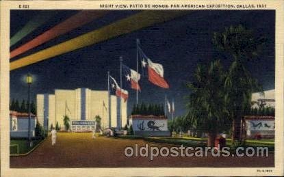 Night View, Patio De Honor Pan American Exposition 1937 Dallas Texas USA Unused 