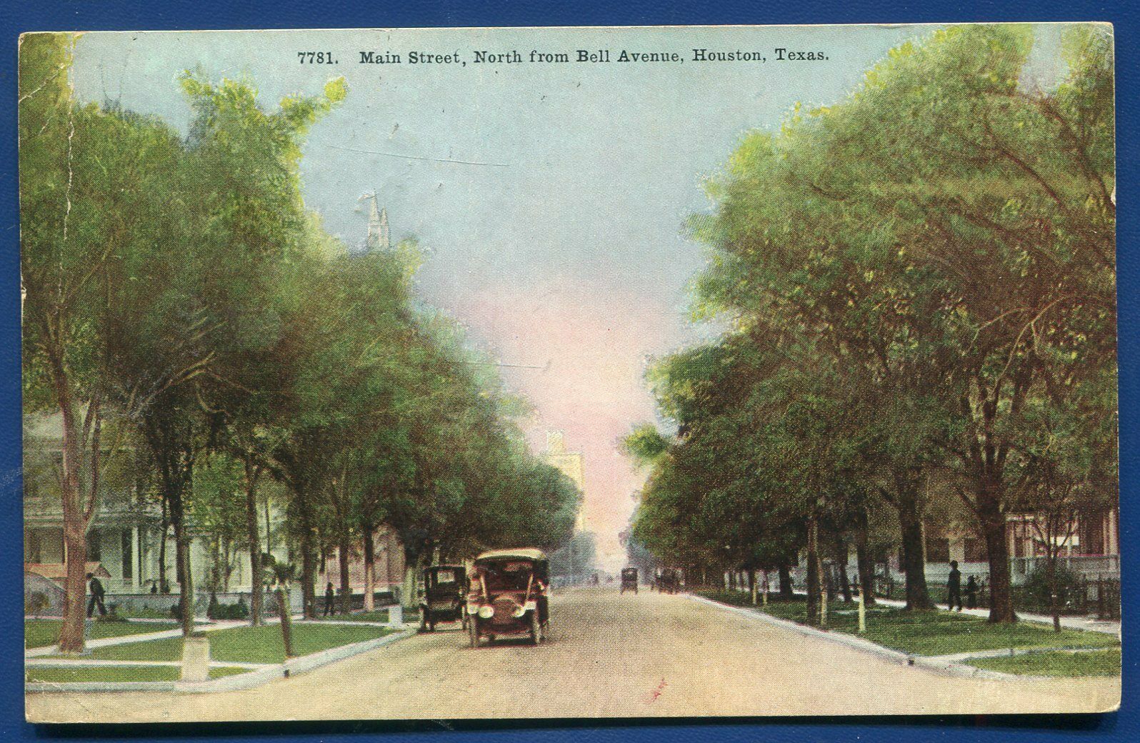 Houston Texas Main Street North From Bell Avenue 1900s old postcard