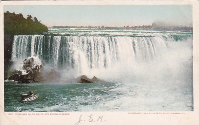 New York Canadian Falls Above and Below Niagara Detroit Publishing