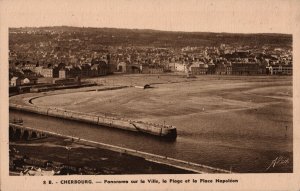 Cherbourg. - Panorama sur la Ville, la Plage et la Place Napoleon    PC