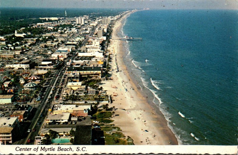 South Carolina Myrtle Beach Looking North Along The Strand From Pavilion Area