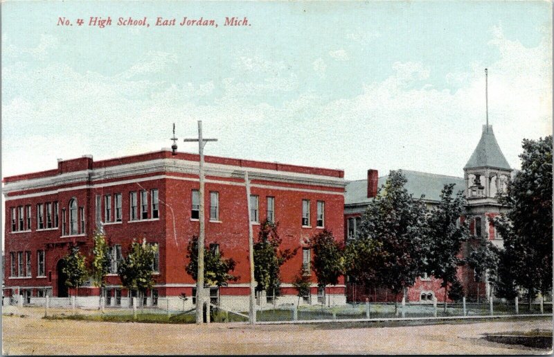 Postcard No. 4 High School in East Jordan, Michigan~132277