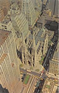 New York City~Looking Down on St Patrick's Cathedral~Yellow Taxis in Street~1965