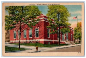 United State Post Office Building Middleboro Massachusetts MA Vintage Postcard 