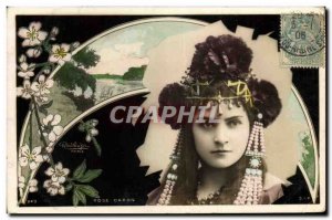 Old Postcard Woman Jewelry Rose Caron