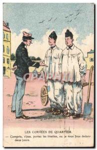 Militaria - Humor - Humor - Illustration - The District Corvees - Old Postcard