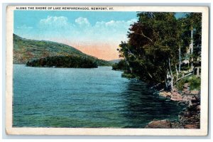 1936 Along Shore Lake Memphremagog River Rocks Newport Vermont Vintage Postcard