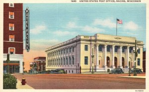 Vintage Postcard 1930's United States Post Office Racine Wisconsin WI