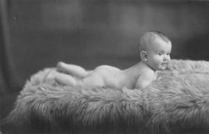 Naked baby Child, People Photo Writing on back 