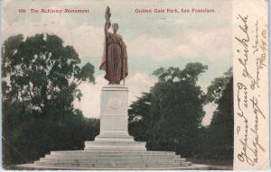 SAN FRANCISCO, CA California McKINLEY Monument G G PARK  1908   Postcard