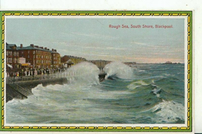 Lancashire Postcard - Rough Sea - South Shore - Blackpool - Ref 12605A