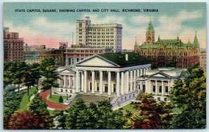 M-10463 State Capitol Square Showing Capitol and City Hall Richmond Virginia