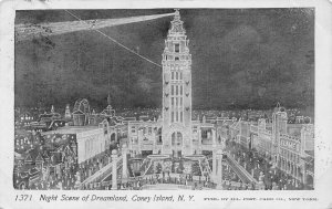 Night Scene of Dreamland, Coney Island, Brooklyn, NY, 1904 Postcard, Used