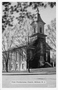 Milford New Jersey birds eye view 1st Presbyterian Church antique pc Z13426 