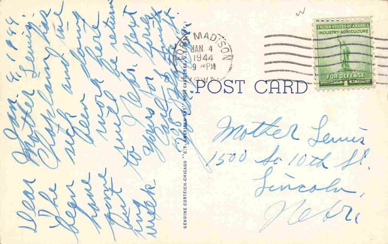 State Prison Fort Madison Iowa 1944 linen postcard