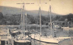 Schooners at Dock Sailing Ships Camden Harbor Maine postcard