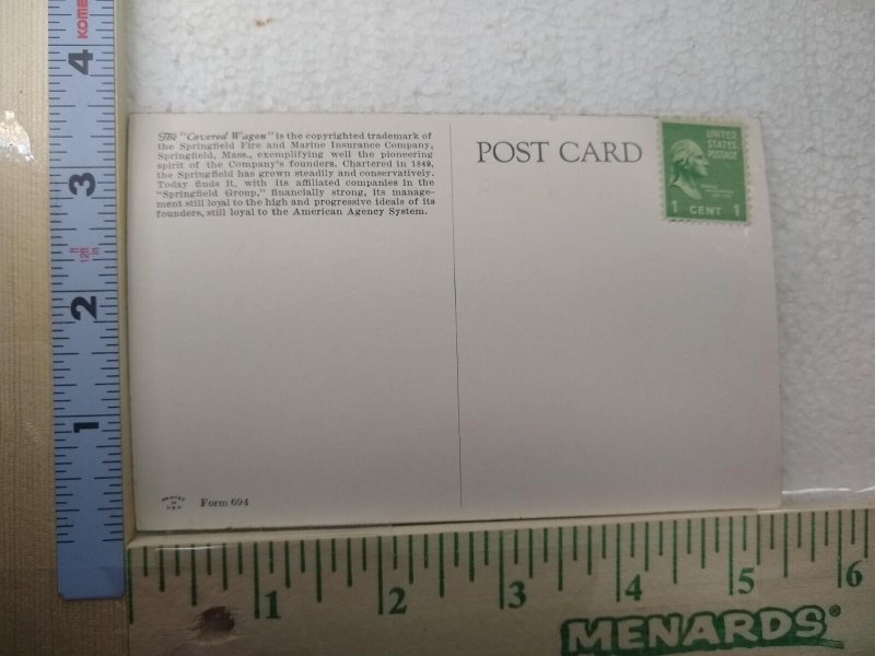 Postcard The Covered Wagon, S. F. & M. I. Co., Springfield, Massachusetts