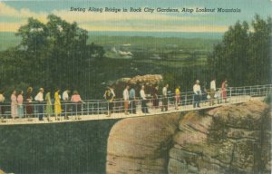 Tennessee  Lookout Mountain Swing Along Bridge, Rock City Gardens Linen Postcard