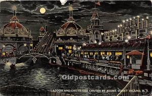 Lagoon and Chute the Chutes by Night Coney Island, NY, USA Amusement Park 1927 