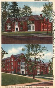 Vintage Postcard 1949 Women's Dormitory Hall of Men Western Michigan College MI