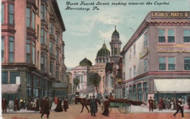 Pennsylvania Harrisburg North Fourth Street Looking Towards The Capitol 1913