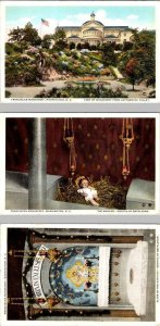 3~ca1920's Postcards Washington, D.C.~FRANCISCAN MONASTERY Manger~Nativity Altar