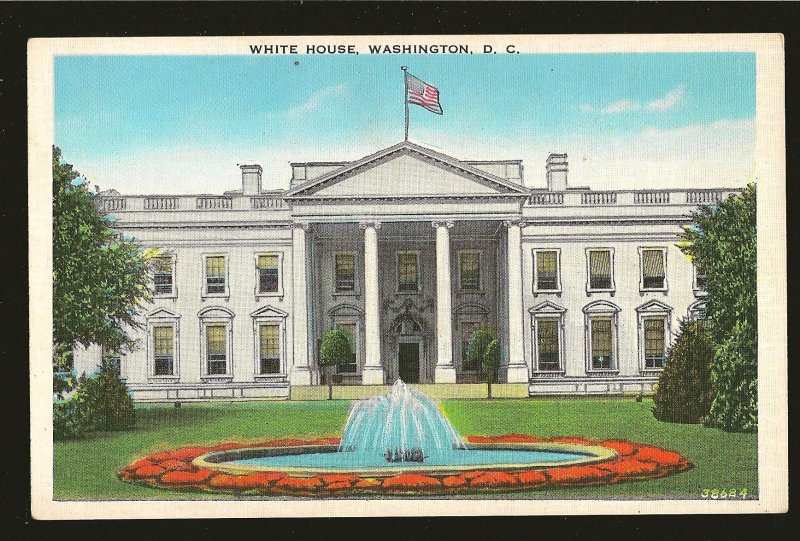 USA White House Washington DC Reynolds Linen Postcard