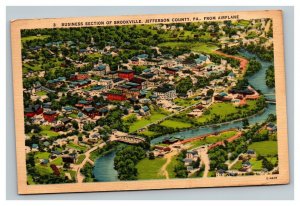 Vintage 1940's Linen Postcard Aerial Brookville Jefferson County Pennsylvania