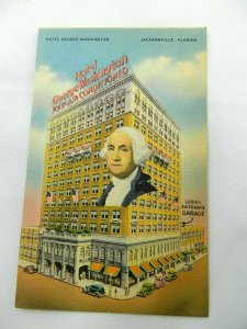 Vintage Postcard Hotel George Washington Jacksonville Florida Linen
