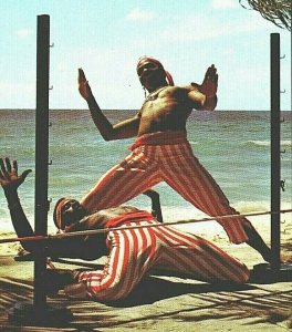 Beach Limbo Dancers Barbados West Indies WI Entertainment Vintage Postcard