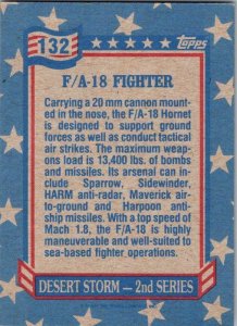 Military 1991 Topps Dessert Storm Card F/A-18 Fighter Jet sk21345