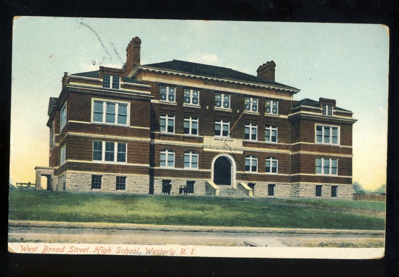 Westerly, Rhode Island/RI Postcard, West Broad Street High School, 1908!