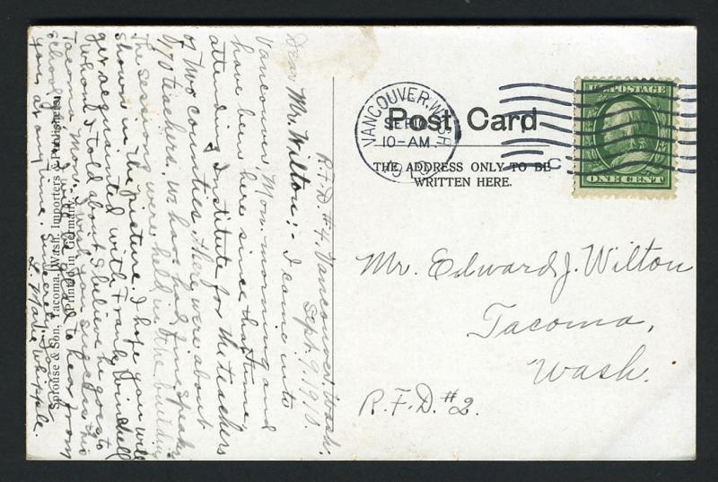 WASHINGTON POSTCARD: 1910, HIGH SCHOOL, VANCOUVER, WASHINGTON