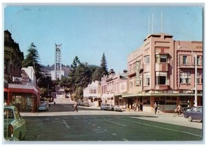 1974 Trafalgar Street Nelson New Zealand Classic Car Hotel Road Vintage Postcard