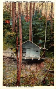 Indiana The Shades Spread Eagle Cabin Winter Scene Curteich