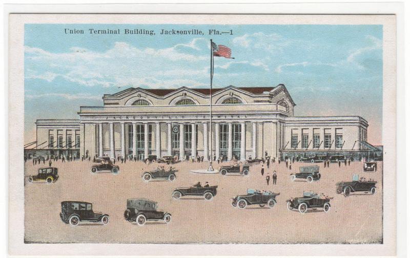 Union Terminal Railroad Depot Jacksonville Florida 1920s postcard