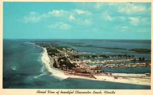 Vintage Postcard Aerial View of Beautiful Clearwater Beach Florida FL Gulf Beach