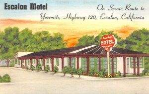 Escalon California Escalon Motel, Yosemite, Color Linen Vintage Postcard U10884