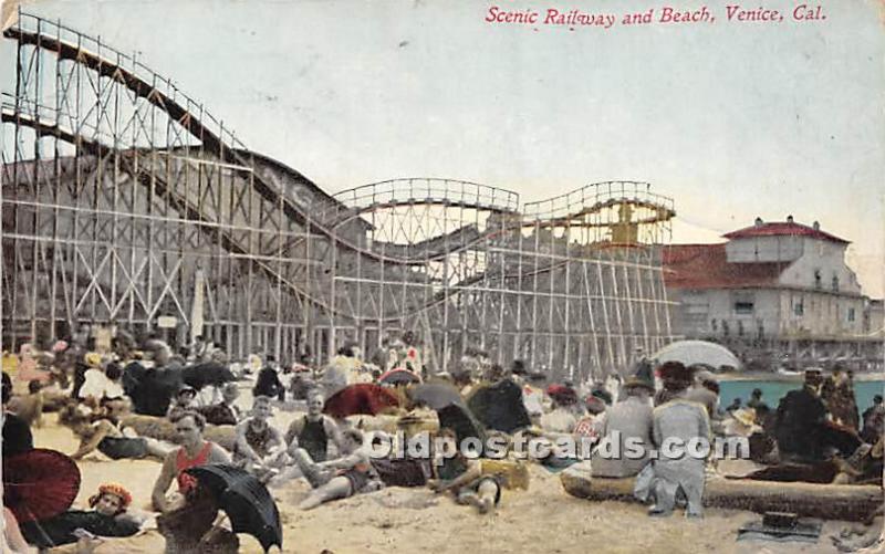 Scenic Railway and Beach Vencie, California, CA, USA 1919 