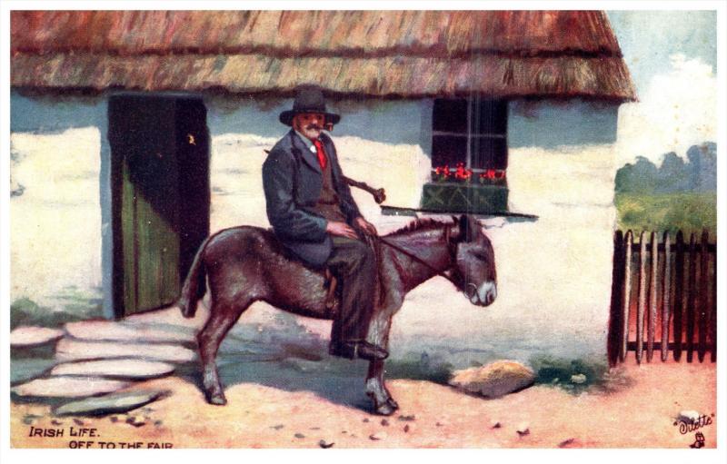 Irish Men Man on Donkey Tuck's no. 9185