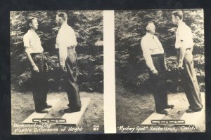 REAL PHOTO SANTA CRUZ CALIFORNIA MYSTERY SPOT TWO MEN REAL PHOTO POSTCARD