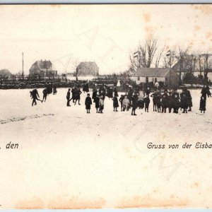 c1910s Husum, Germany Greetings from Ice Skating Rink Winter Litho Photo PC A192